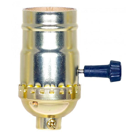 On-Off Turn Knob Socket With Removable Knob - 1/8 IPS - Aluminum - Brite Gilt Finish - 250W - 250V - With Set Screw