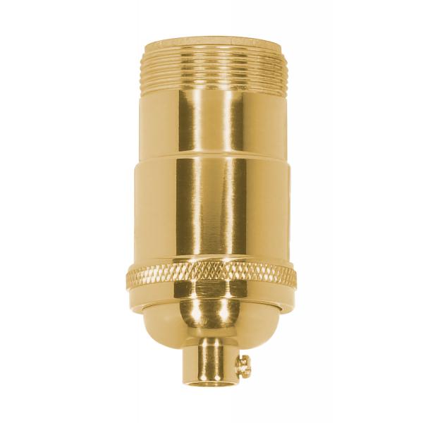 3-Way (2 Circuit) Keyless Socket - 1/8 IPS - 4 Piece Stamped Solid Brass - Polished Brass Finish - 660W - 250V