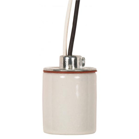 Keyless Porcelain Socket With 1/8 IPS Cap - 9" AWM B/W 150C - CSSNP Screw Shell - Glazed - 660W - 250V