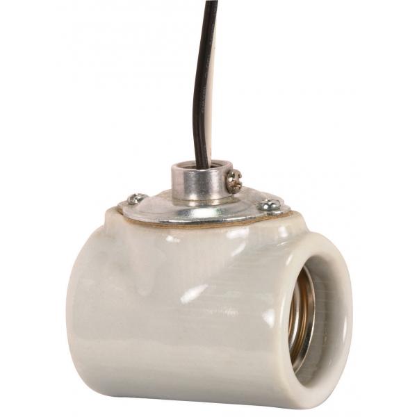 Twin Porcelain Socket With Flange Bushing Cap - 1/8 IPS - 9" AWM B/W 150C - CSSNP Screw Shell - Glazed - 660W - 250V