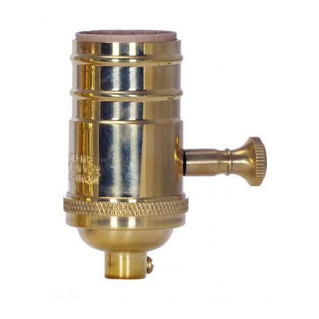 150W Full Range Turn Knob Dimmer Socket With Removable Knob - 1/8 IPS - 4 Piece Stamped Solid Brass - Unfinished - 150W - 120V