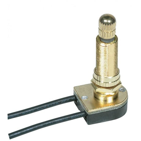 On-Off Metal Rotary Switch - 1-1/8" Metal Bushing - Single Circuit - 6A-125V, 3A-250V Rating - 6" Leads - Brass Finish