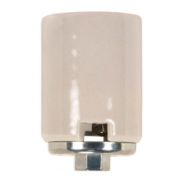 Keyless Porcelain Mogul Socket With Metal 1/4 IPS With SS Cap - With Wireway - CSSNP Screw Shell - Glazed - 1500W - 600V