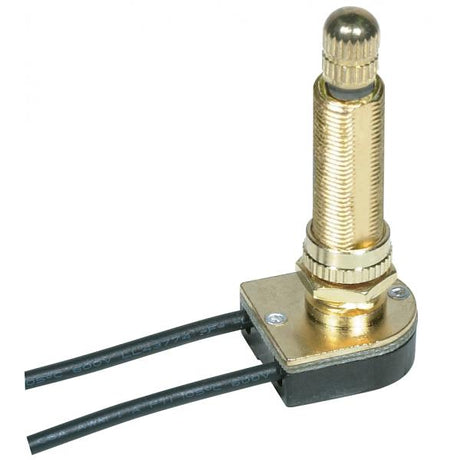 On-Off Metal Rotary Switch - 1-1/2" Metal Bushing - Single Circuit - 6A-125V, 3A-250V Rating - 6" Leads - Brass Finish