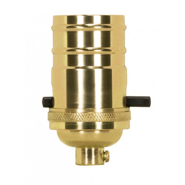 On-Off Push Thru Socket - 1/8 IPS - 4 Piece Stamped Solid Brass - Polished Brass Finish - 660W - 250V