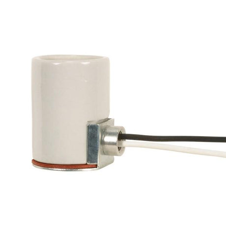 Keyless Porcelain Socket With Side Mount Bushing - 12" AWM B/W 105C Leads - 1/8 IPS - CSSNP Screw Shell - Glazed - 660W - 250V