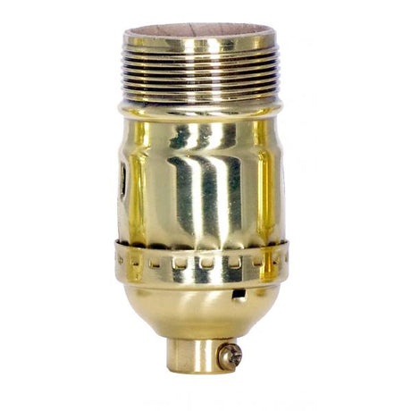 Standard Keyless Socket - 1/8 IPS - 3 Piece Stamped Solid Brass - Polished Brass Finish - 660W - 250V