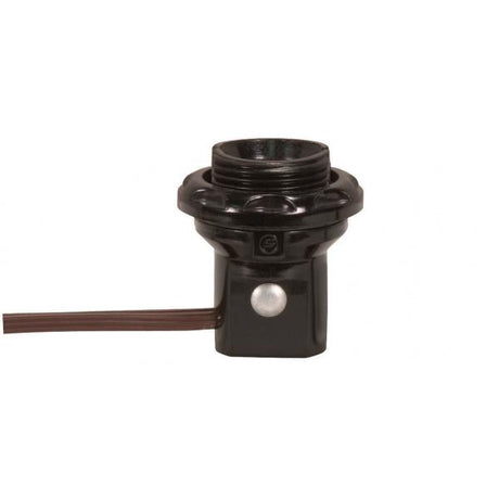 Phenolic Threaded Candelabra Socket With Leads / Rings - 1-1/4" With Shoulder and Phenolic Ring - 24" 18/2 Leads - 75W - 125V