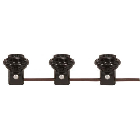 3-Light Phenolic Threaded Candelabra Harness Set - 1-1/4" With Shoulder and Phenolic Ring - 6" Centers 18" Tail - 75W - 125V