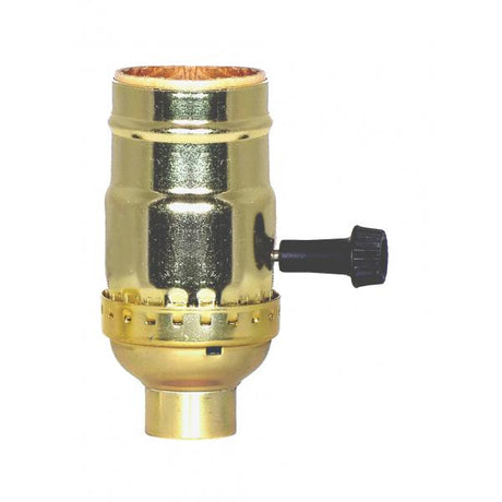 3 Terminal (2 Circuit) Turn Knob Socket With Removable Knobs - 1/4 IPS - Aluminum - Brite Gilt Finish - 250W - 250V