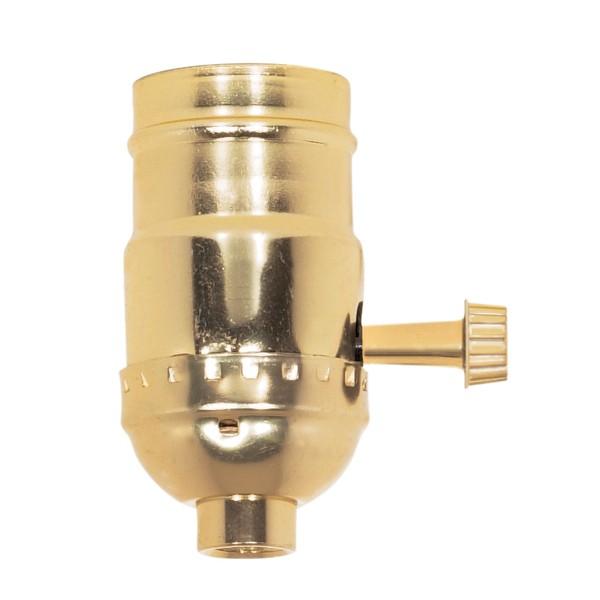 3-Way Turn Knob Socket With Removable Knob - 1/8 IPS - Aluminum - Brite Gilt Finish - 250W - 250V