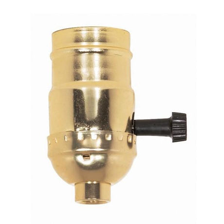 3-Way Turn Knob Socket With Removable Knob - 1/8 IPS - Aluminum - Brite Gilt Finish - 250W - 250V - With Strain Relief Hooks