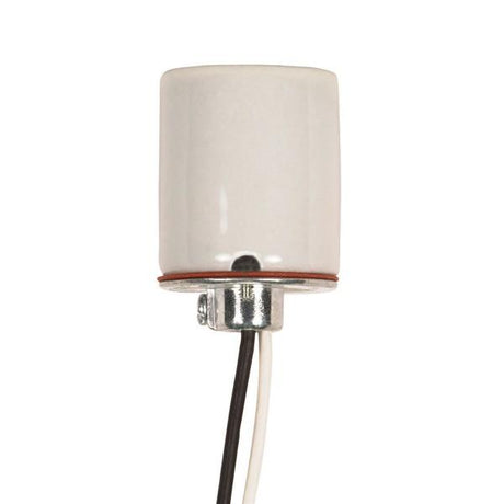 Keyless Porcelain Socket 1/8 IP Cap With Side Notches - 2 Wireways - Spring Contact For 4KV - 18" Leads - Glazed - 660W - 600V