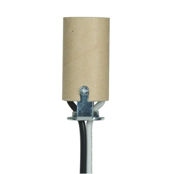 Candelabra Socket With Leads - 1-3/4" Height - 3/4" Diameter - 24" #18 UL 1015 B/W Leads 105C - 75W - 125V