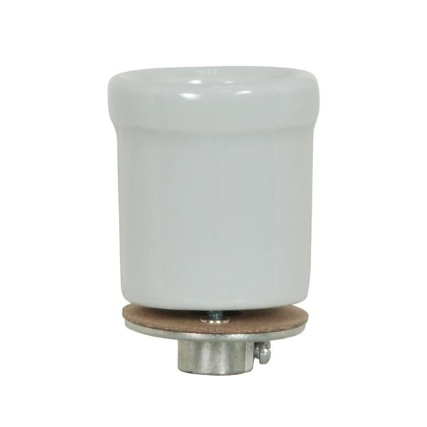 Keyless Porcelain Beaded Body Socket With Flange And 1/8 IP Cap - Glazed - 660W - 250V