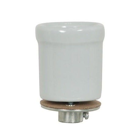 Keyless Porcelain Beaded Body Socket With Flange And 1/8 IP Cap - Glazed - 660W - 250V