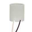 Keyless Porcelain Socket With Paper Liner - 2 Bushings - 2 Wireways - Spring Contact For 4KV - 9" Leads - Glazed - 660W - 600V