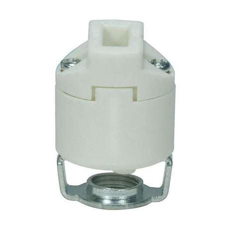 G9 Porcelain Halogen Socket - Smooth Body - With Hickey - Push-In Wiring