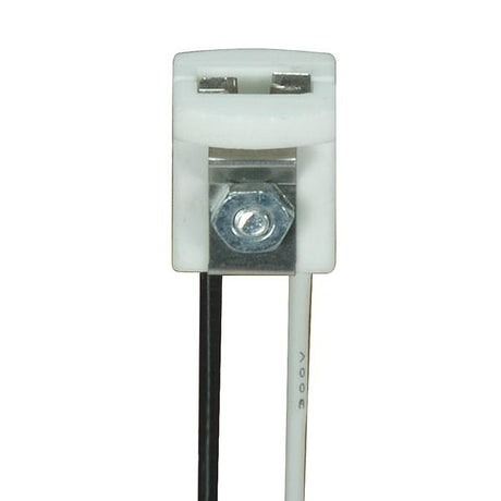 G4 Wedge Type Porcelain Halogen Socket - Bi-Pin Low Voltage - 8" Leads - 5/8" Height - 5/8" Diameter - 1000W - 250V