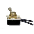 On-Off Metal Toggle Switch - Single Circuit - 6A-125V, 3A-250V Rating - 6" Leads - Brass Finish