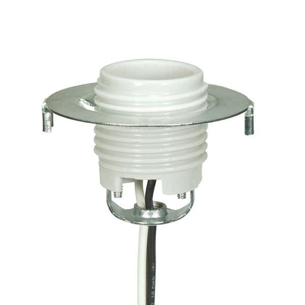 Keyless Threaded Porcelain Socket With Hickey And Ring - 26" Leads - Glazed - 660W - 250V