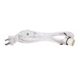 8 Foot #18 SPT-1 White Cord, Switch, And Plug (Switch 17" From Socket)