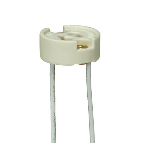 GU7 Porcelain Halogen Socket - 6" 18 GA 250C Teflon Wire - 3/8" Height - 7/8" Diameter - 1000W - 250V