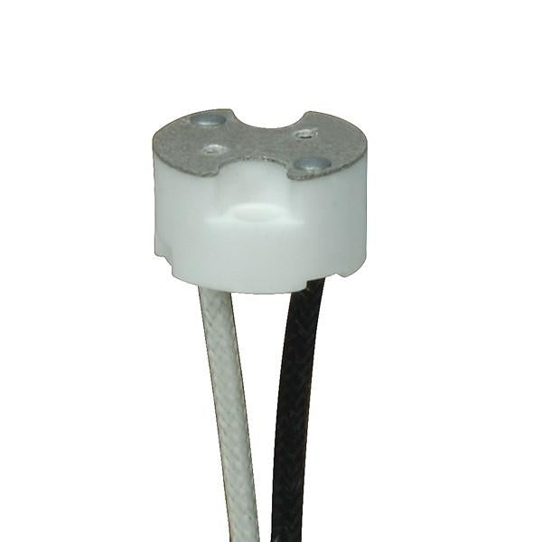 G8 Porcelain Halogen Socket - 6" 200C Leads SF-1 - 3/8" Height - 11/16" Diameter - 1/2" CC Screw Holes - 1000W - 250V