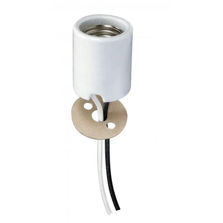 Keyless Porcelain Socket With Paper Liner - Mounting Screws Held Captive - 2 Wireways - 48" Leads Glazed - 660W - 600V