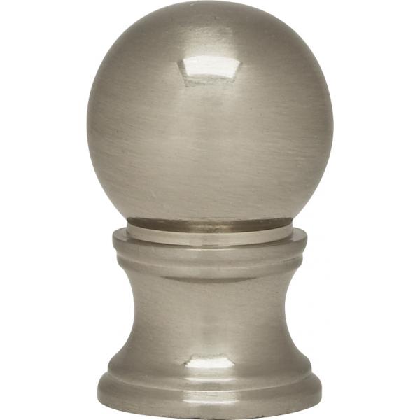 Satin Nickel Ball Finial - 1-1/4" Height - 3/4" Diameter - 1/4-27