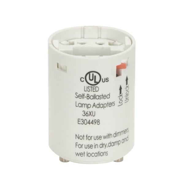 Smooth Phenolic Electronic Self-Ballasted CFL Lampholder - 277V, 60Hz, 0.17A - 13W G24q-1 And GX24q-1 - 2" Height - 1-1/2" Width