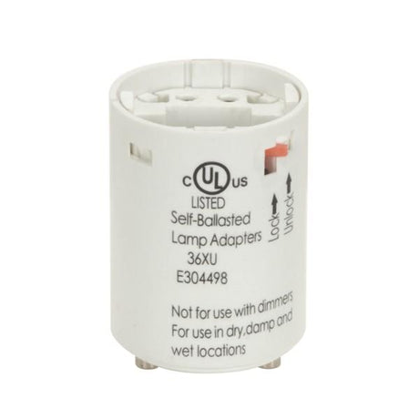 Smooth Phenolic Electronic Self-Ballasted CFL Lampholder - 277V, 60Hz, 0.34A - 26W G24q-3 And GX24q-3 - 2" Height - 1-1/2" Width