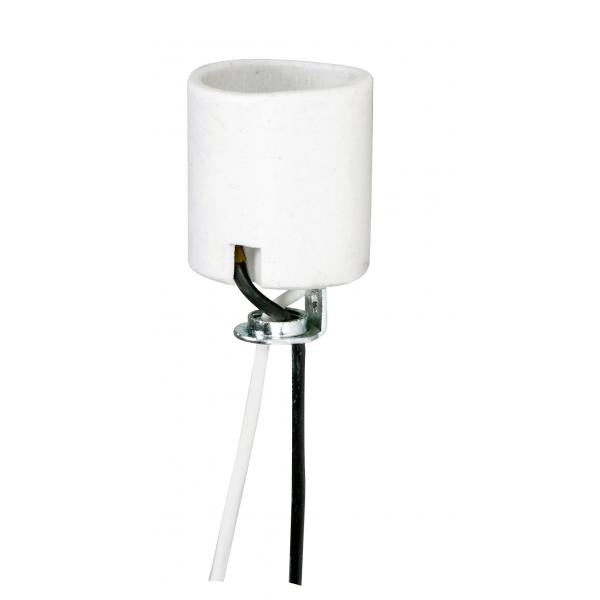 Keyless Porcelain Socket With Hickey - 20" Leads - Unglazed - 660W - 250V