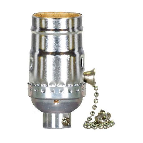 On-Off Pull Chain Socket - 1/4 IPS - Aluminum - Nickel Finish - 660W - 250V