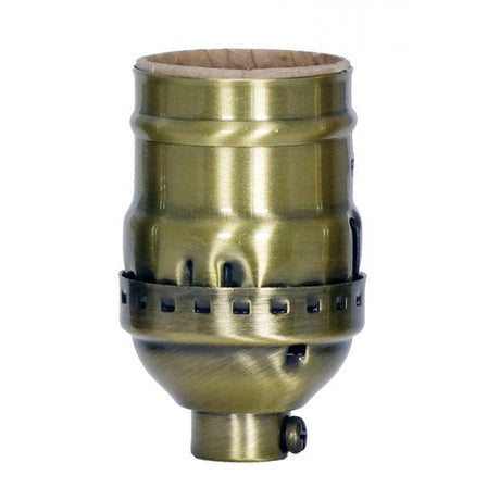 Short Keyless Socket - 1/8 IPS - 3 Piece Stamped Solid Brass - Antique Brass Finish - 660W - 250V