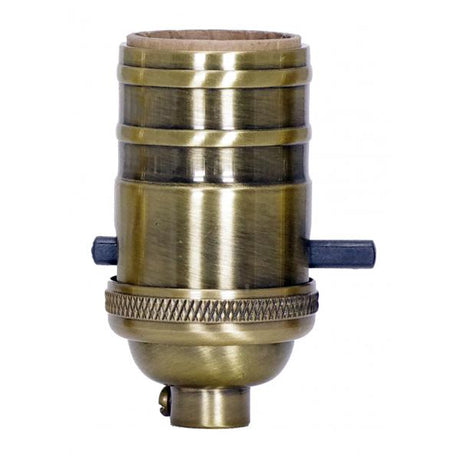 On-Off Push Thru Socket - 1/8 IPS - 4 Piece Stamped Solid Brass - Antique Brass Finish - 660W - 250V