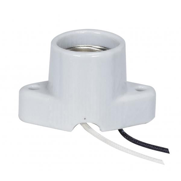 Keyless Porcelain Recessed Socket With Pre-Wired - 2" Center And With Wireway - 4" Leads - Glazed - 660W - 250V