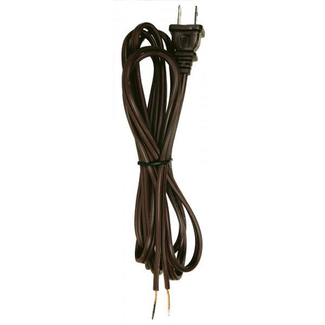 6 Foot 18/2 SPT-1 105C Cord Set - Brown Finish - 24" Hank - 200 Carton - Molded Polarized Plug - Tinned Tips 3/4" Strip With 2" Slit