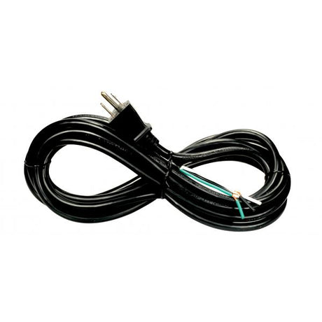 15 Foot 18/3 SJTW 105C Heavy Duty Cord Set - Black Finish - 50 Carton - 3 Prong Molded Plug - Stripped And Slit - Outdoor Rated