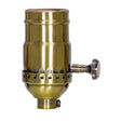 On-Off Turn Knob Socket With Removable Knob - 1/8 IPS - 3 Piece Stamped Solid Brass - Antique Brass Finish - 250W - 250V