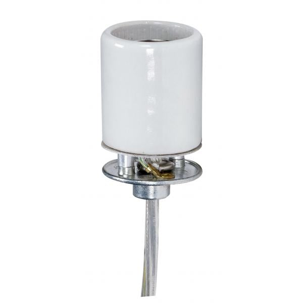 Keyless Porcelain Socket With 1/8 IPS Cap - 6" 18/3 SVT Silver 105C - CSSNP Screw Shell - Glazed - 660W - 250V