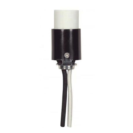 Candelabra Socket With Leads - 1-7/8" Height - 3/4" Diameter - 24" #18 SF-1 B/W Leads 205C - 75W - 125V