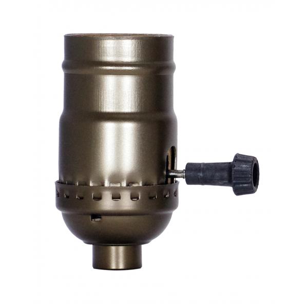 On-Off Turn Knob Socket With Removable Knob - 1/8 IPS - Aluminum - Antique Brass Finish - 250W - 250V