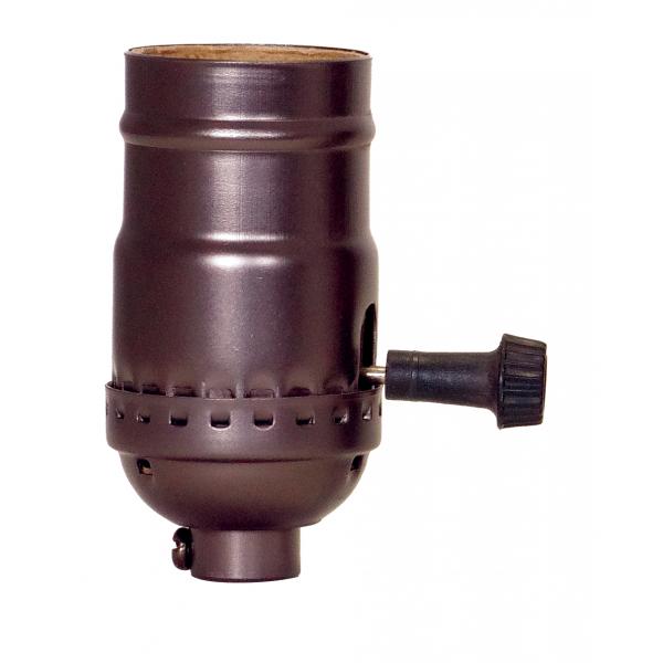 On-Off Turn Knob Socket With Removable Knob - 1/8 IPS - Aluminum - Dark Antique Brass Finish - 250W - 250V