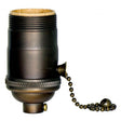 On-Off Pull Chain Socket - 1/8 IPS - 4 Piece Stamped Solid Brass - Dark Antique Brass Finish - 660W - 250V - Uno Thread