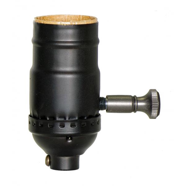 150W Full Range Turn Knob Dimmer Socket - 1/8 IPS - 3 Piece Stamped Solid Brass - Dark Antique Brass Finish - 120V