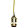 Medium base lampholder - 4pc. Solid brass - prewired - Uno ring - 10ft. 18/2 SVT Lemon Cord - Polished brass finish