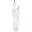 12 Foot Rayon Cord Set - White Finish - 18/2 SPT-2 105C With Molded Polarized Plug - 50 Carton - Tinned Tips Strip With 2" Slit