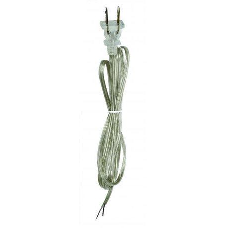 6 Foot 18/2 SPT-1 105C Cord Set - Silver Finish - 24" Hank - 200 Carton - Molded Polarized Plug - Tinned Tips 3/4" Strip With 2" Slit
