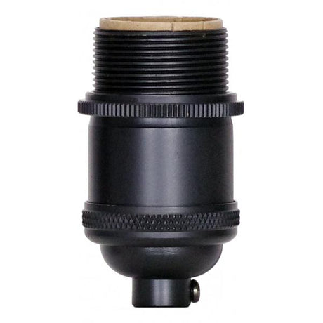 Short Keyless Socket - 1/8 IPS - 4 Piece Stamped Solid Brass - Black Finish - 660W - 250V - Uno Thread